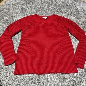 Lucky Brand Women’s S Sexy Red Sweater Ribbed Crew Neck Long Sleeve See Note